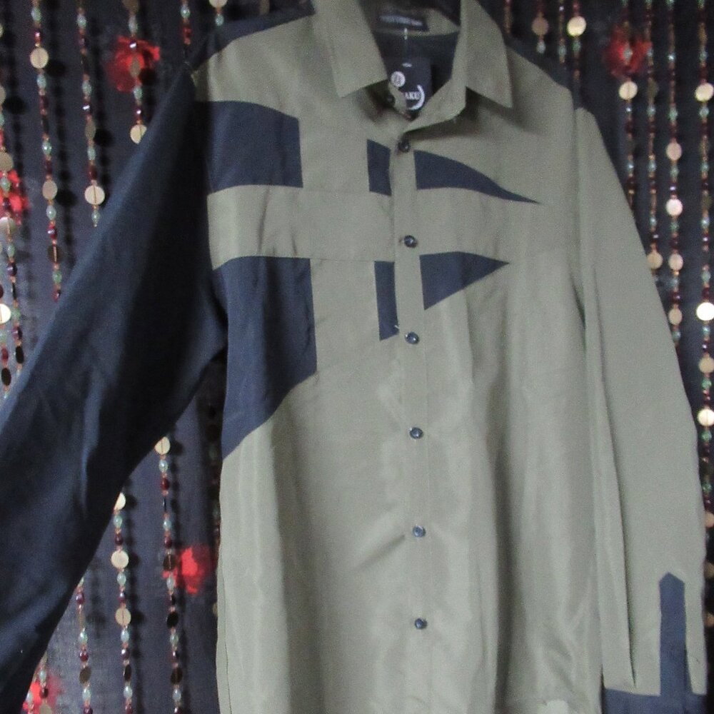 HAKU  Men's Green and Black Button Down Shirt
